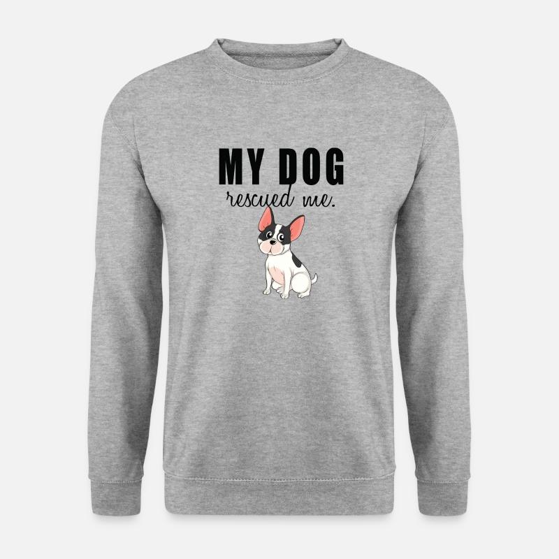 Mein Hund hat mich gerettet. - Unisex Pullover - Weißgrau meliert