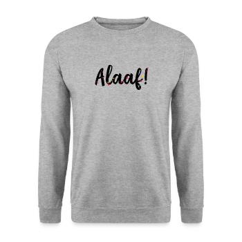 Alaaf, Schlachtruf im Karneval - Fasching - Unisex Pullover - Weißgrau meliert - Vorne - Alina (178cm) & Michal (187cm)