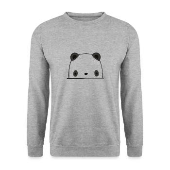 Panda - Unisex Pullover - Weißgrau meliert - Vorne - Alina (178cm) & Michal (187cm)