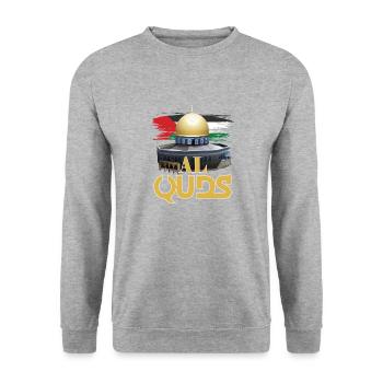 Quds Palestine - Unisex Sweatshirt - salt & pepper - Front - Alina (178cm) & Michal (187cm)
