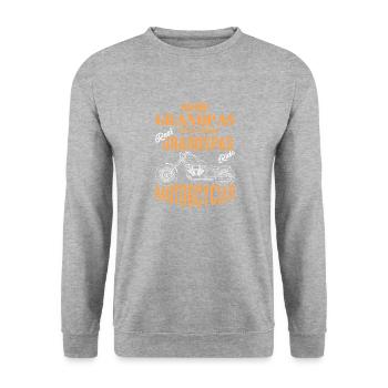 MotorShirt , GRANDPAS MOTORCYCLES , Geschenk - Unisex Pullover - Weißgrau meliert - Vorne - Alina (178cm) & Michal (187cm)