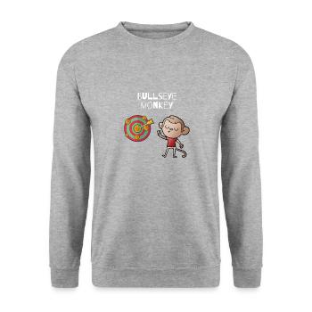 Bullseye monkey - cheeky monkey on a dartboard - Unisex Sweatshirt - salt & pepper - Front - Alina (178cm) & Michal (187cm)