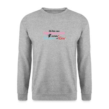 Ich Bin Eine Einfache Frau Skifahren Wein - Unisex Pullover - Weißgrau meliert - Vorne - Alina (178cm) & Michal (187cm)