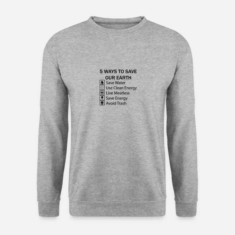 5 Ways to save our earth - Unisex Pullover - Weißgrau meliert