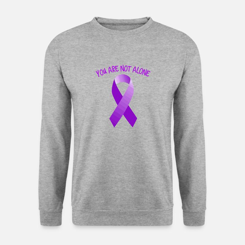 You are Not Alone Brustkrebs Lungenkrebs Schleife - Unisex Pullover - Weißgrau meliert
