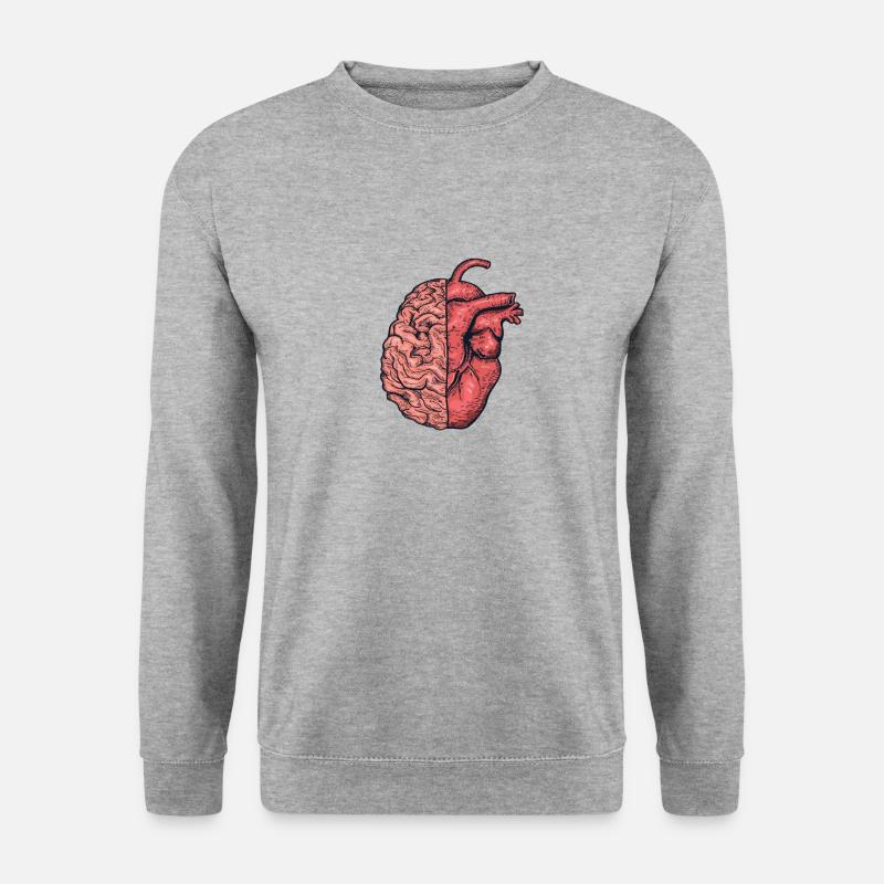 Halb Herz halb Gehirn Verstand und Emotionen - Unisex Pullover - Weißgrau meliert