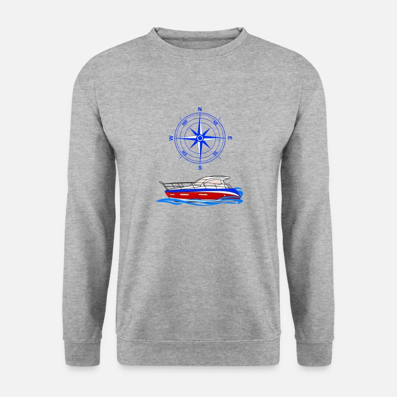 Boot Kompass - Unisex Pullover - Weißgrau meliert