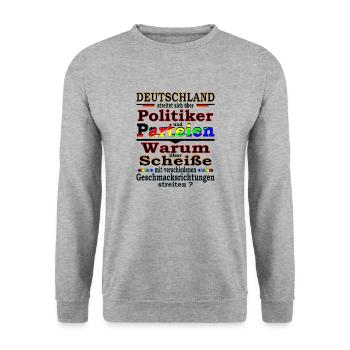 Deutschland deine Politik - Version 1 - Unisex Pullover - Weißgrau meliert - Vorne - Alina (178cm) & Michal (187cm)
