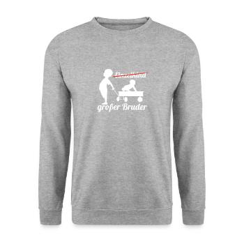 Großer Bruder - Unisex Pullover - Weißgrau meliert - Vorne - Alina (178cm) & Michal (187cm)