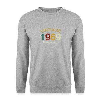 Vintage 1969 - Unisex Pullover - Weißgrau meliert - Vorne - Alina (178cm) & Michal (187cm)