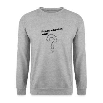Question does not only say Swiss German saying - Unisex Sweatshirt - salt & pepper - Front - Alina (178cm) & Michal (187cm)