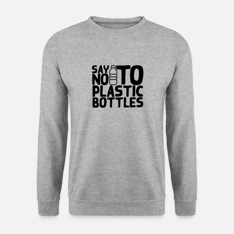No to plastic bottles - Unisex Pullover - Weißgrau meliert