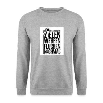 Zielen Werfen Fluchen Nochmal - Unisex Pullover - Weißgrau meliert - Vorne - Alina (178cm) & Michal (187cm)