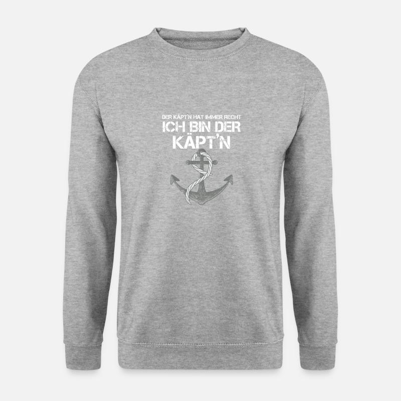 Bootsfahrer Kapitän Boot Schiff Segeln Segler Mann - Unisex Pullover - Weißgrau meliert