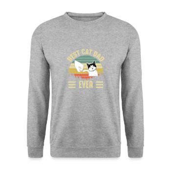 Best Cat Dad Ever Funny Kitten Cat Fist Bump Retro - Unisex Pullover - Weißgrau meliert - Vorne - Alina (178cm) & Michal (187cm)