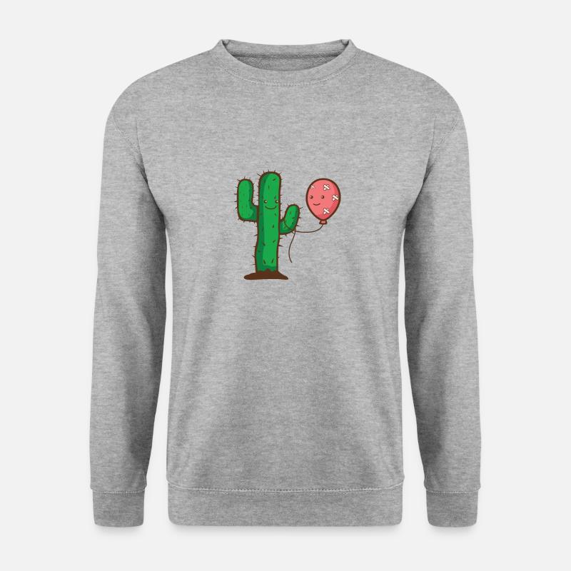 Kaktus und Luftballon - Liebe trotz Hindernis - Unisex Pullover - Weißgrau meliert
