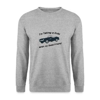 I'm taking a ride with my best friend - Unisex Pullover - Weißgrau meliert - Vorne - Alina (178cm) & Michal (187cm)