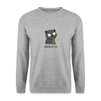 Miezekotze Miezekatze Miau Katze kotzt - Unisex Pullover - Weißgrau meliert - Vorne - Alina (178cm) & Michal (187cm)