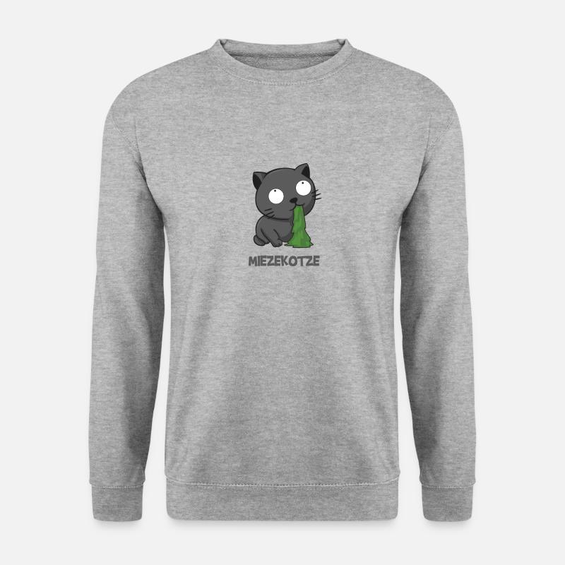 Miezekotze Miezekatze Miau Katze kotzt - Unisex Pullover - Weißgrau meliert