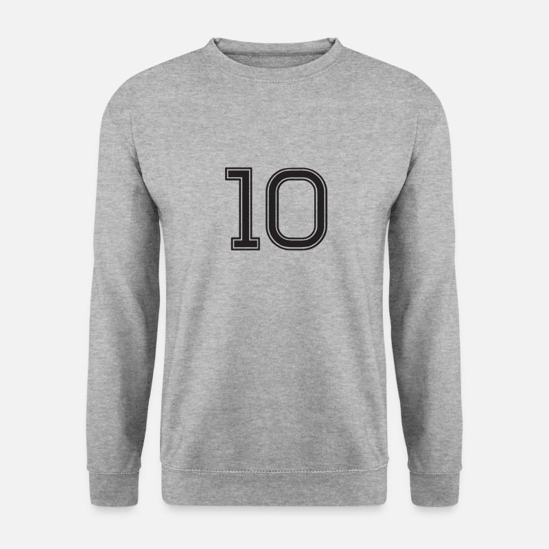 Trikotnummer 10 - Unisex Pullover - Weißgrau meliert