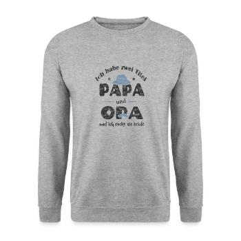 Papa und Opa - Unisex Pullover - Weißgrau meliert - Vorne - Alina (178cm) & Michal (187cm)