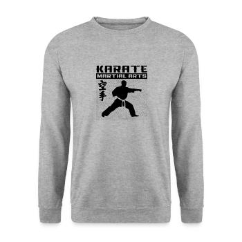 Karate - Unisex Pullover - Weißgrau meliert - Vorne - Alina (178cm) & Michal (187cm)