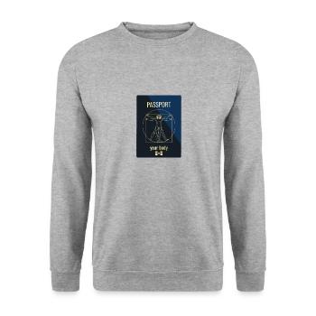 Passport your body of your body - Unisex Sweatshirt - salt & pepper - Front - Alina (178cm) & Michal (187cm)