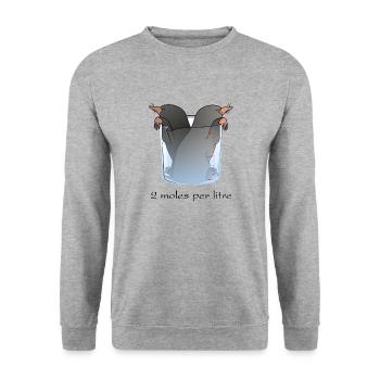 Chimiste chimiste 2 moles par litre - Sweat-shirt Unisexe - gris chiné - Devant - Alina (178cm) & Michal (187cm)