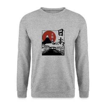 kyoto fuji ancient japan old nippon - Unisex Sweatshirt - salt & pepper - Front - Alina (178cm) & Michal (187cm)