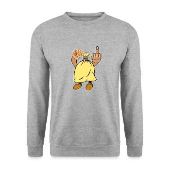 Sack doigt du milieu index de la main - Sweat-shirt Unisexe - gris chiné - Devant - Alina (178cm) & Michal (187cm)