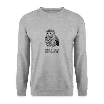 Eule Magie Spruch Hedwig Zauberei - Unisex Pullover - Weißgrau meliert - Vorne - Alina (178cm) & Michal (187cm)