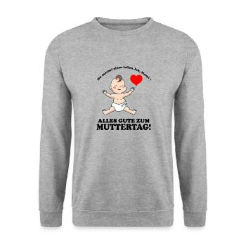 Muttertag Baby Herz Muttertag - Unisex Pullover - Weißgrau meliert - Vorne - Alina (178cm) & Michal (187cm)