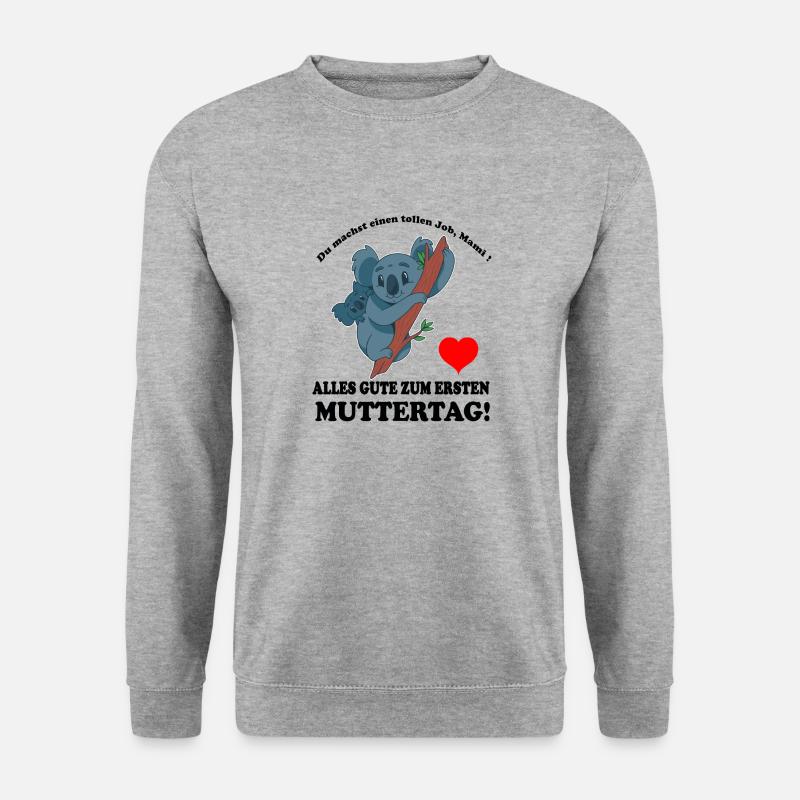 Muttertag Koalamama Muter Kind Herz Spruch Ersten - Unisex Pullover - Weißgrau meliert