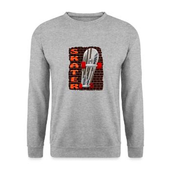 Skaterboaed skater maçonnerie à travers - Sweat-shirt Unisexe - gris chiné - Devant - Alina (178cm) & Michal (187cm)
