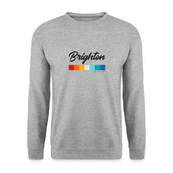 Vintage 70s 80s Style Brighton England Retro - Unisex Sweatshirt - salt & pepper - Front - Alina (178cm) & Michal (187cm)