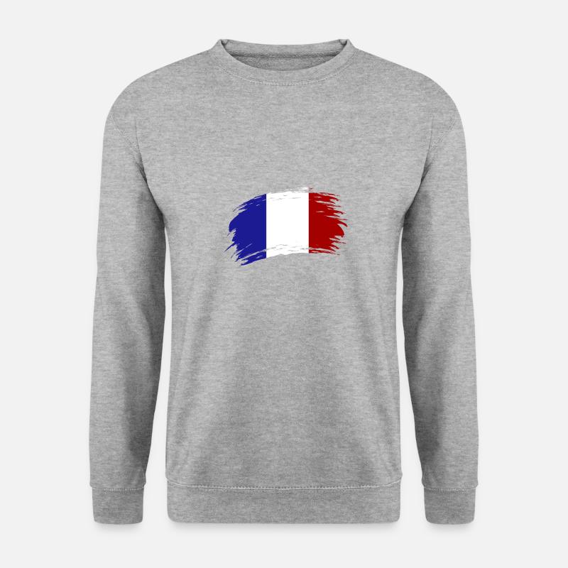Frankreich Flagge - Unisex Pullover - Weißgrau meliert