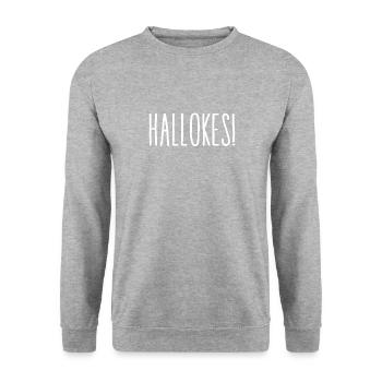 Hallokes! - Sweat-shirt Unisexe - gris chiné - Devant - Alina (178cm) & Michal (187cm)