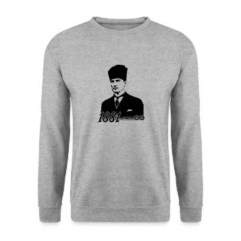 Mustafa Kemal Ataturk père de Turquie - Sweat-shirt Unisexe - gris chiné - Devant - Alina (178cm) & Michal (187cm)