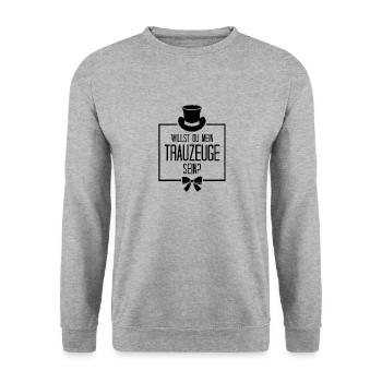 Willst du mein Trauzeuge sein Hochzeit Bräutigam - Unisex Pullover - Weißgrau meliert - Vorne - Alina (178cm) & Michal (187cm)