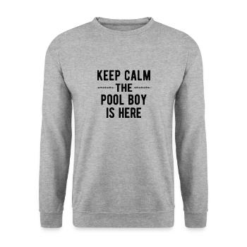 Pool Boy: Keep Calm - Unisex Pullover - Weißgrau meliert - Vorne - Alina (178cm) & Michal (187cm)