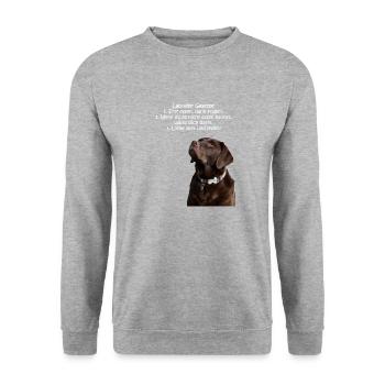 Die Gesetze eines Labradors - Unisex Pullover - Weißgrau meliert - Vorne - Alina (178cm) & Michal (187cm)
