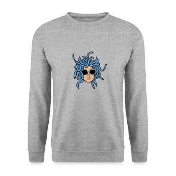 Medusa Mythologie - Unisex Pullover - Weißgrau meliert - Vorne - Alina (178cm) & Michal (187cm)