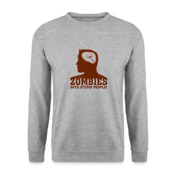 Les zombies détestent les gens stupides Halloween Brain - Sweat-shirt Unisexe - gris chiné - Devant - Alina (178cm) & Michal (187cm)