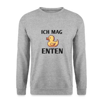 GUMMIENTE ICh mag enten - Unisex Pullover - Weißgrau meliert - Vorne - Alina (178cm) & Michal (187cm)