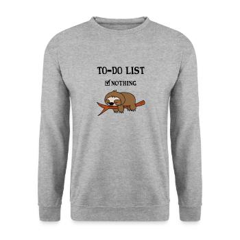 To Do List nothing liste paresseux sur branche drôle - Sweat-shirt Unisexe - gris chiné - Devant - Alina (178cm) & Michal (187cm)