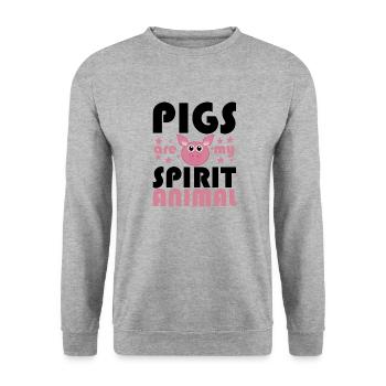 PIGS ARE MY SPIRIT ANIMAL - Unisex Pullover - Weißgrau meliert - Vorne - Alina (178cm) & Michal (187cm)
