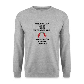 Frauen ab 40 sind - Unisex Pullover - Weißgrau meliert - Vorne - Alina (178cm) & Michal (187cm)