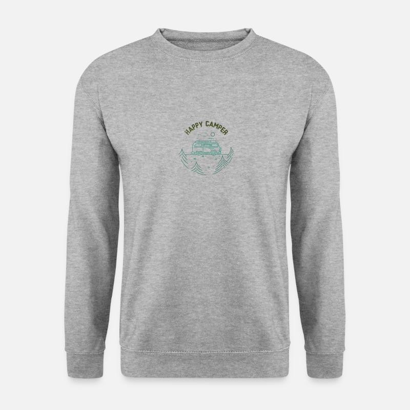 Happy Camper - Unisex Pullover - Weißgrau meliert