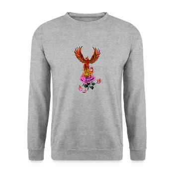 Phoenix - Fire Phoenix - Burning Phoenix - Unisex Sweatshirt - salt & pepper - Front - Alina (178cm) & Michal (187cm)