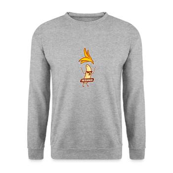 Lustiges Nockabazi Bananen-Design FKK-Liebhaber - Unisex Pullover - Weißgrau meliert - Vorne - Alina (178cm) & Michal (187cm)